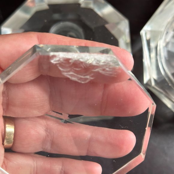 Vintage led crystal faceted octagon shape perfume bottle and trinket dish. - Picture 4 of 10